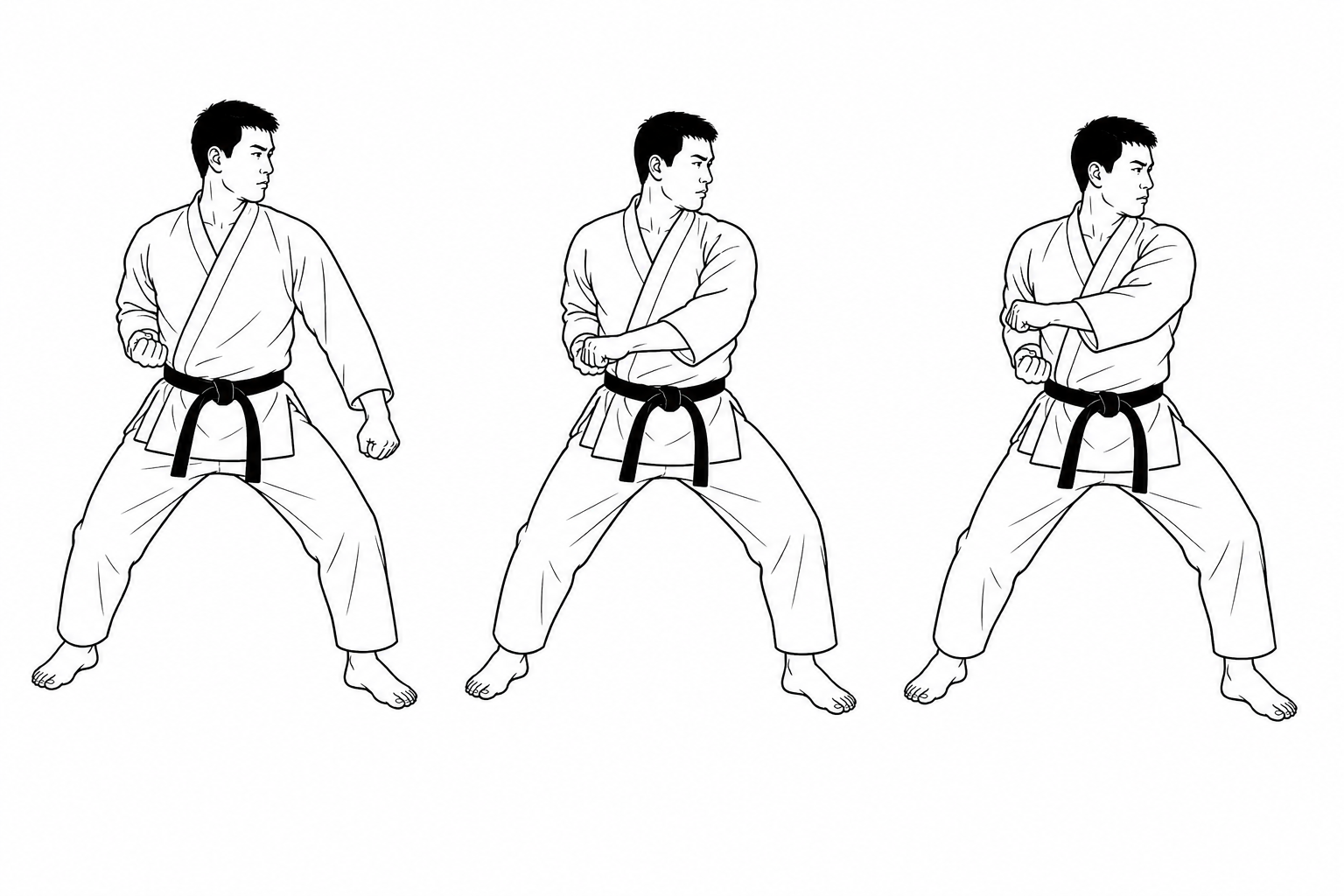 صورة توضيحية لحركة كاغي زوكي (Kage Zuki) في كاراتيه شوتوكان