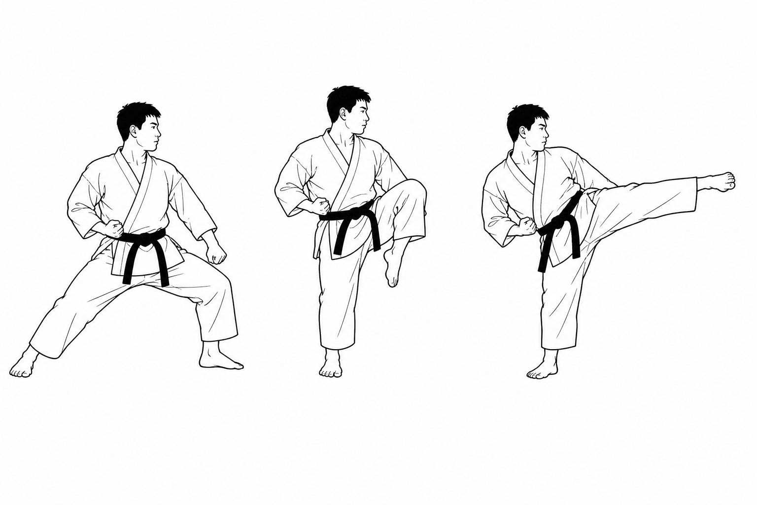 صورة توضيحية لحركة يوكو غيري كيكومي (Yoko Geri Kekomi) في كاراتيه شوتوكان