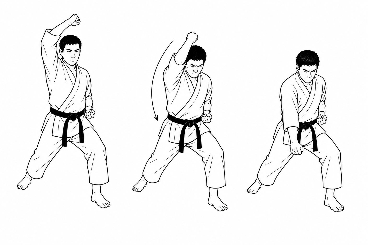 صورة توضيحية لحركة تيتسوي أوتشي (Tettsui Uchi) في كاراتيه شوتوكان