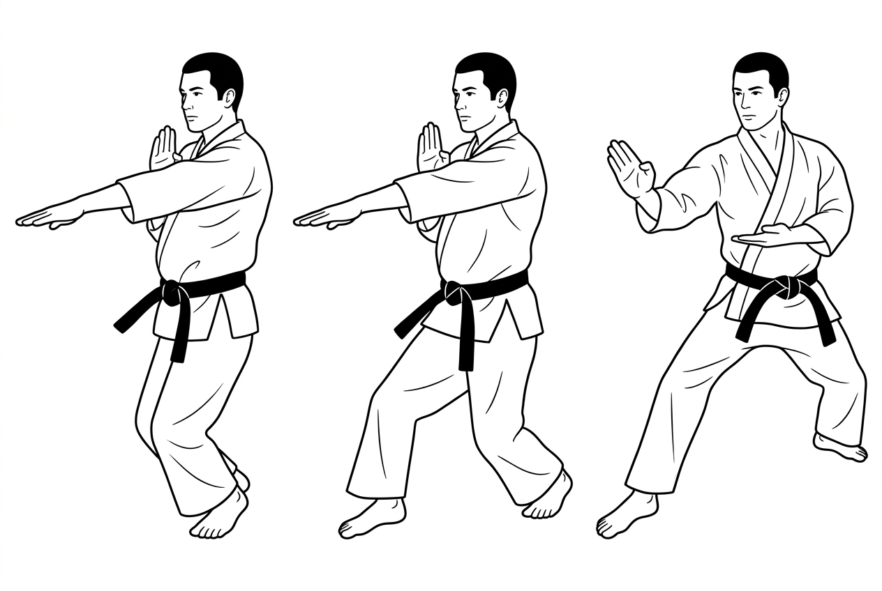 صورة توضيحية لحركة شوتو أوكي (Shuto Uke) في كاراتيه شوتوكان