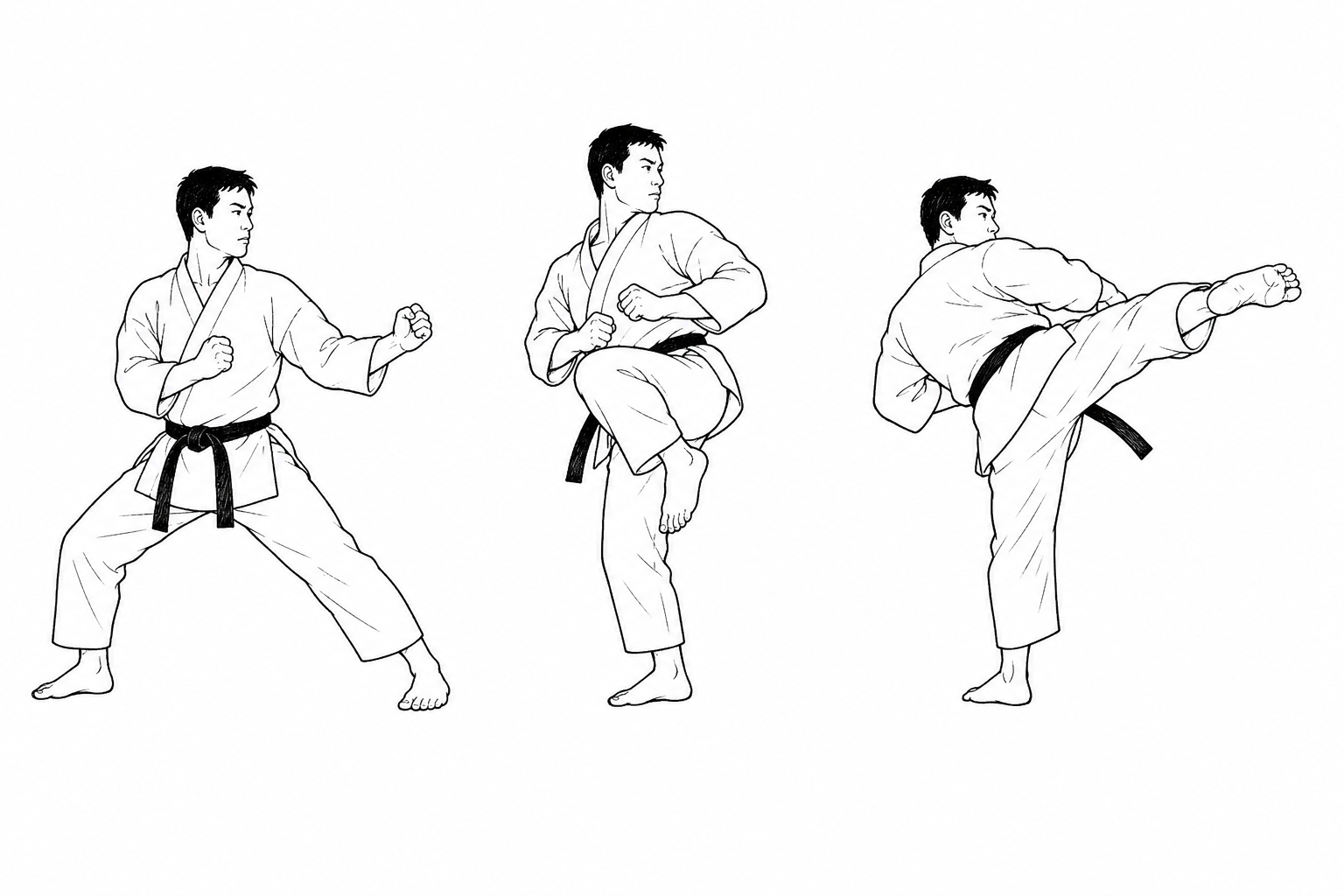 صورة توضيحية لحركة أورا ماواشي غيري (Ura Mawashi Geri) في كاراتيه شوتوكان