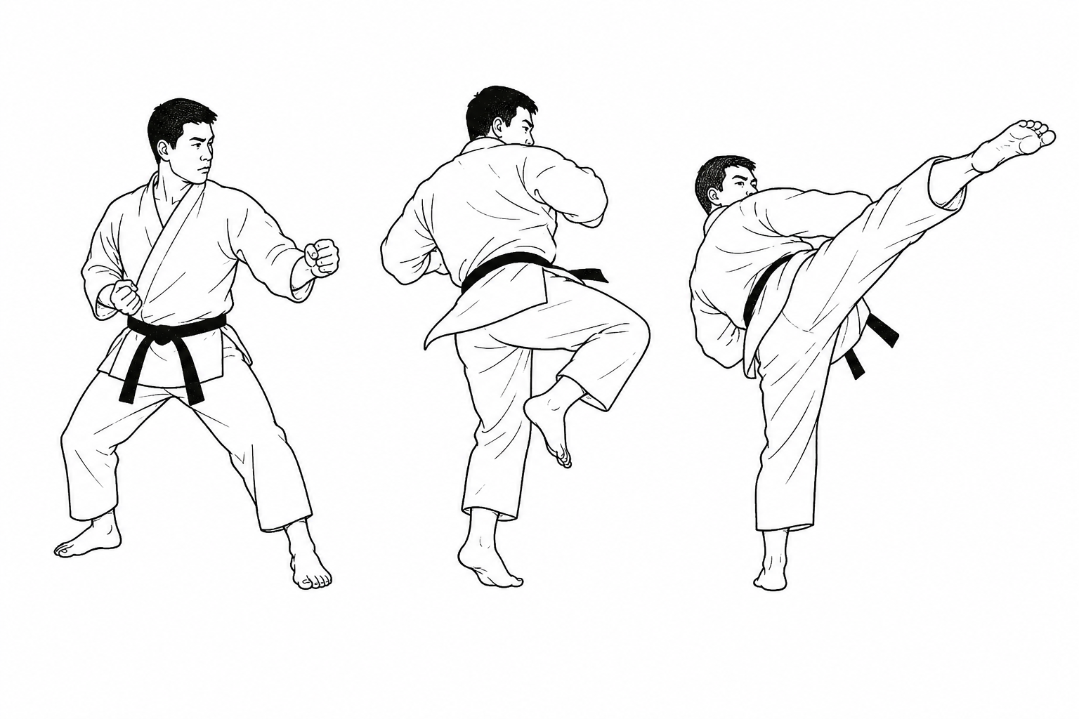 صورة توضيحية لحركة أوشيرو ماواشي غيري (Ushiro Mawashi Geri) في كاراتيه شوتوكان