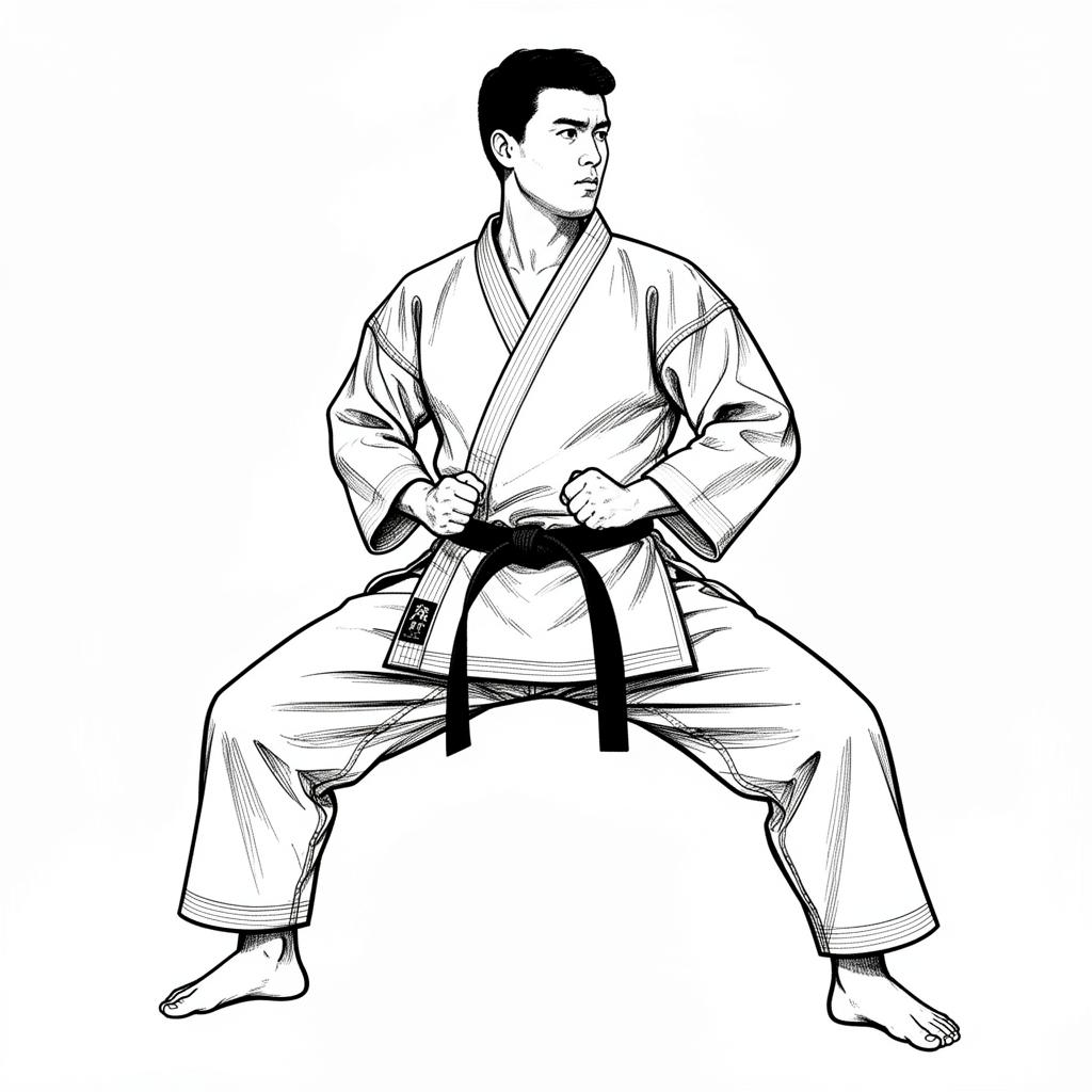 صورة توضيحية لحركة فودو داتشي (Fudo Dachi) في كاراتيه شوتوكان