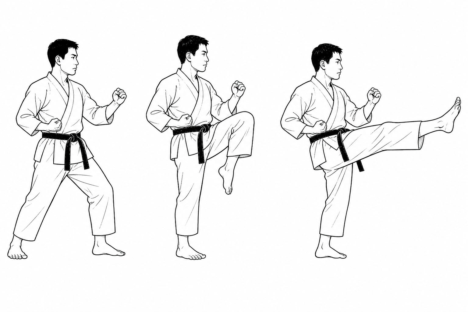 صورة توضيحية لحركة ماي غيري (Mae Geri) في كاراتيه شوتوكان