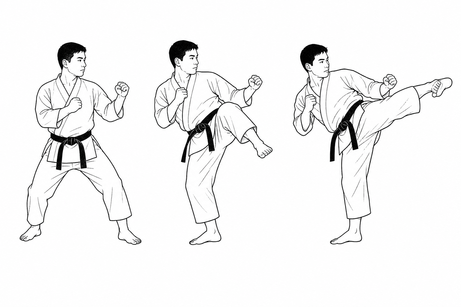 صورة توضيحية لحركة ميكازوكي غيري (Mikazuki Geri) في كاراتيه شوتوكان