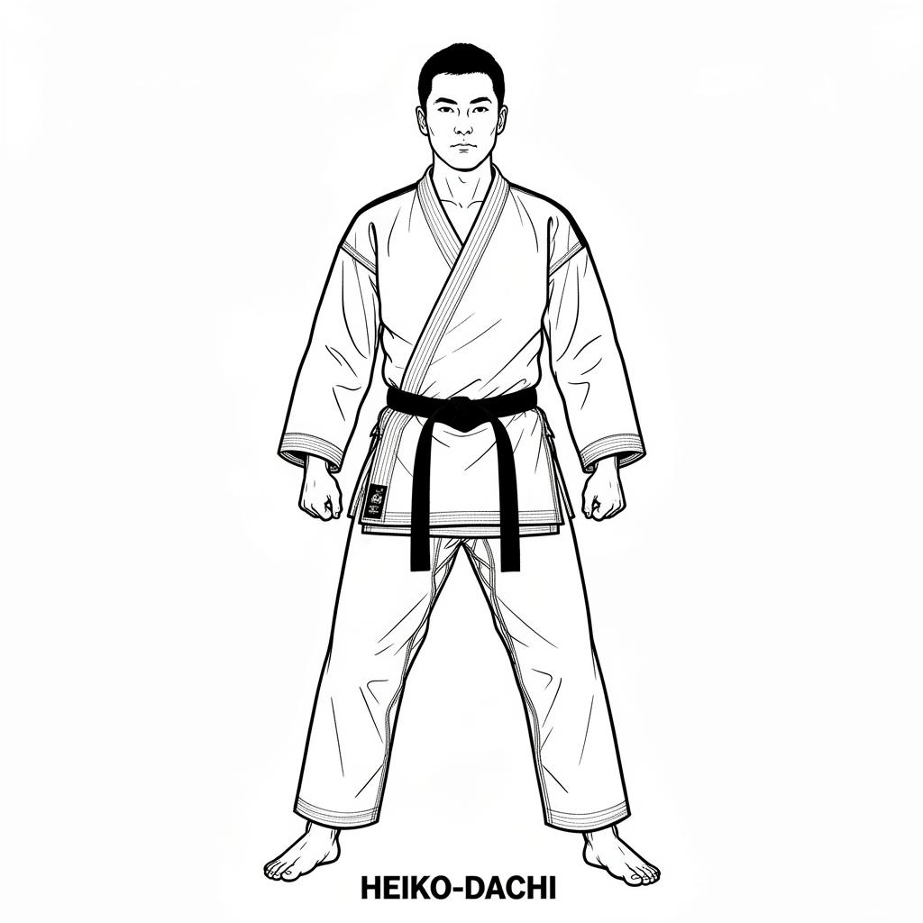 صورة توضيحية لحركة هيكو داتشي (Heiko Dachi) في كاراتيه شوتوكان