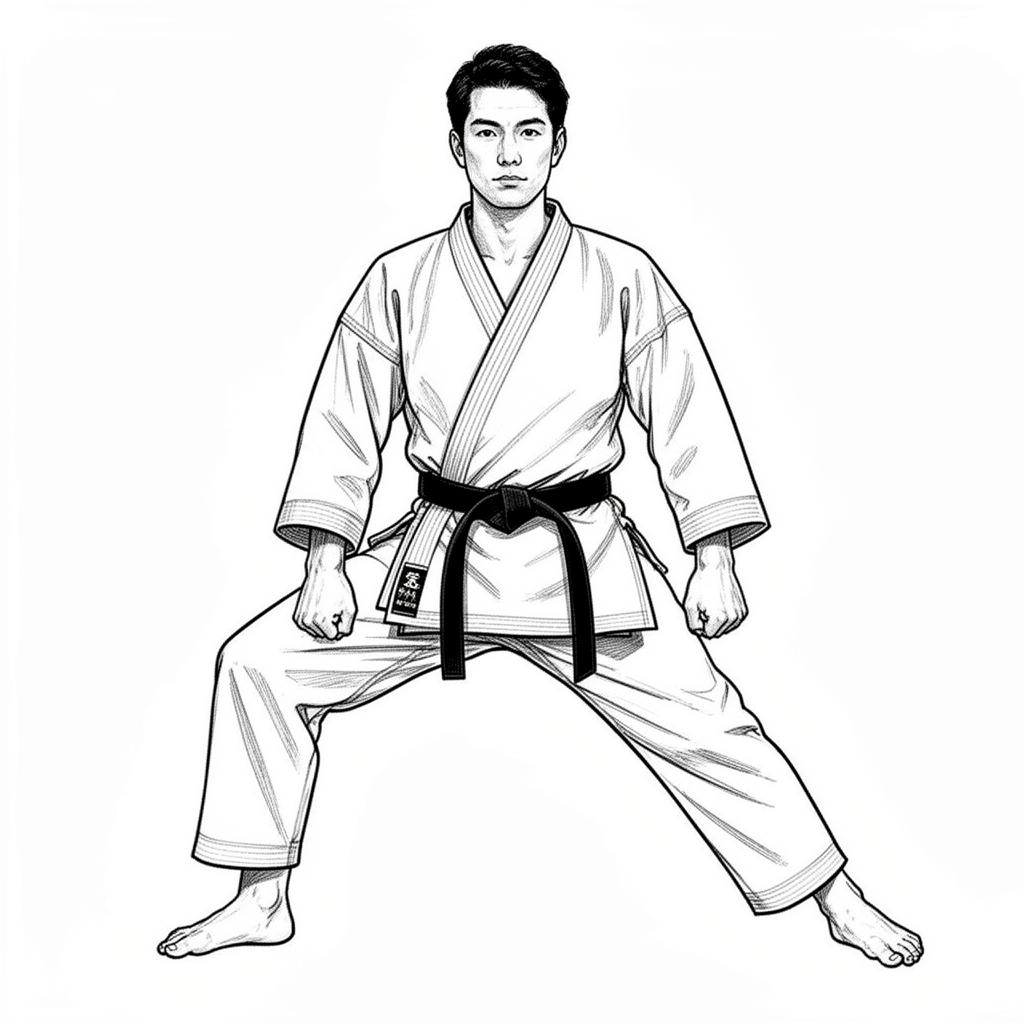 صورة توضيحية لحركة رينوجي داتشي (Renoji Dachi) في كاراتيه شوتوكان