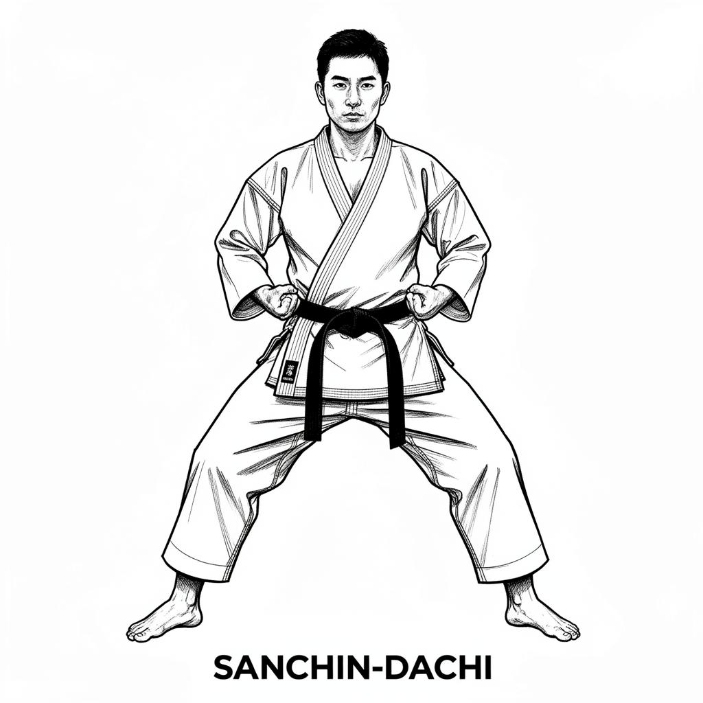 صورة توضيحية لحركة سانتشين داتشي (Sanchin Dachi) في كاراتيه شوتوكان