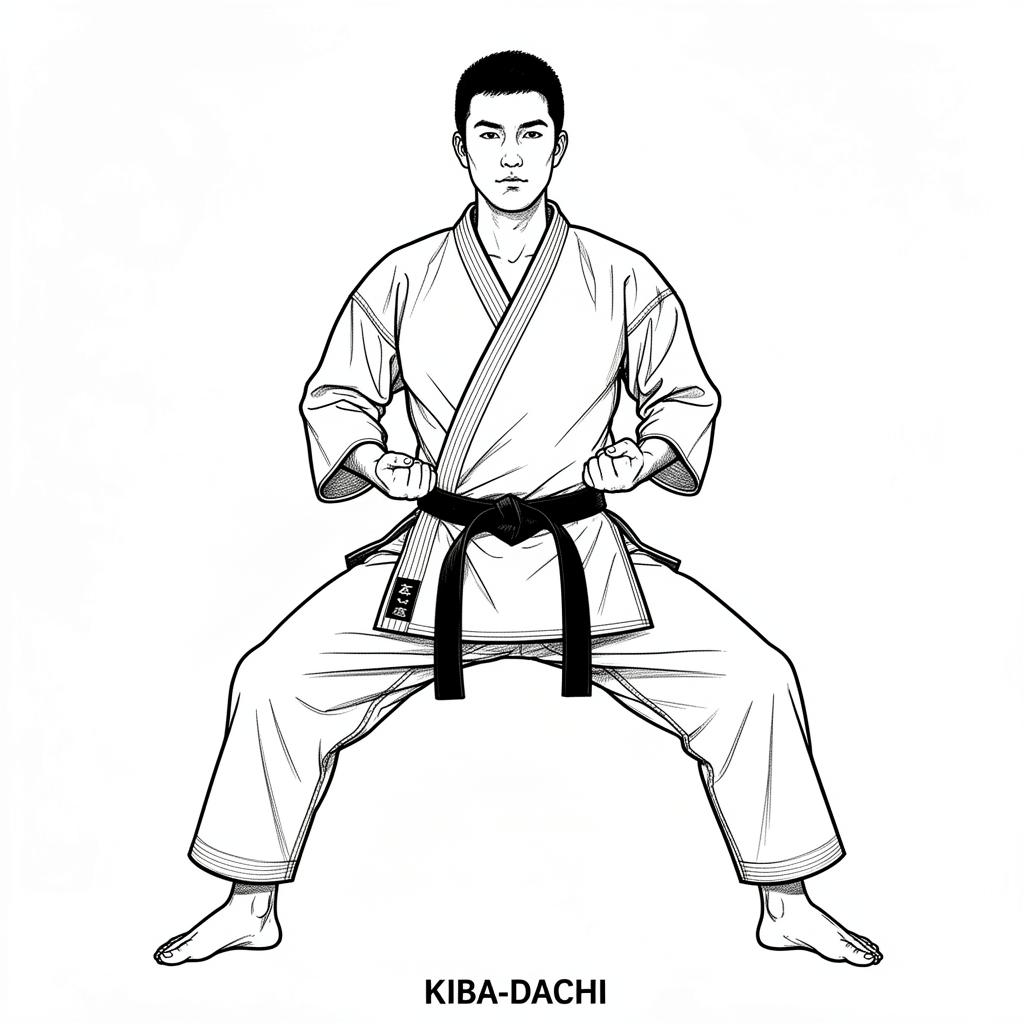صورة توضيحية لحركة كيبا داتشي (Kiba Dachi) في كاراتيه شوتوكان