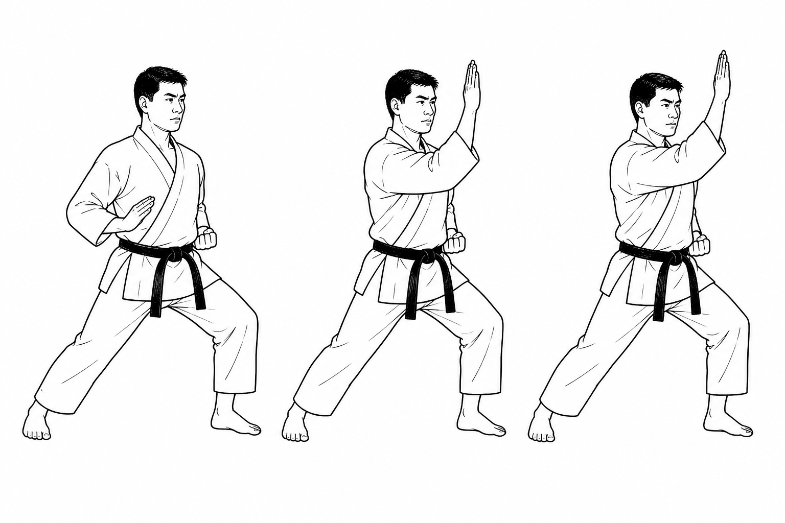 صورة توضيحية لحركة تاتي شوتو أوكي (Tate Shuto Uke) في كاراتيه شوتوكان